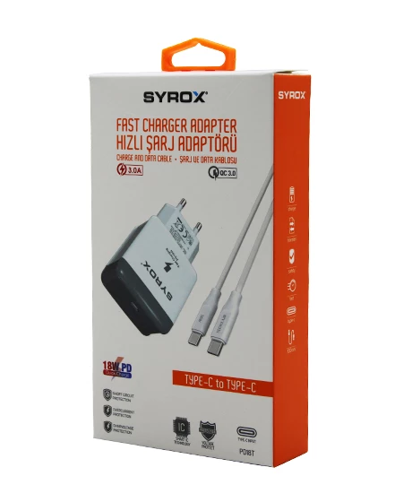 FAST CHARGER TYPE-C - TO - TYPE-C HIZLI SET EV ŞARJ ALETİ 3.0A 18W PD - 1