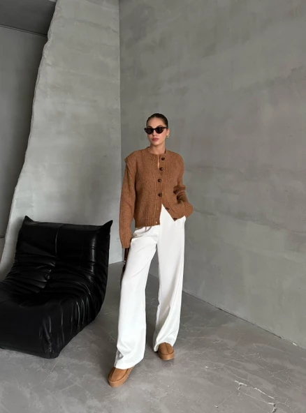 Hardal Kol Evi Parçalı Hırka - Resim 6