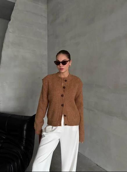 Hardal Kol Evi Parçalı Hırka - Resim 4