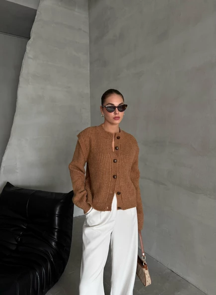 Hardal Kol Evi Parçalı Hırka - Resim 8