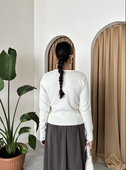 Ekru Three Bağlamalı Hırka - 3