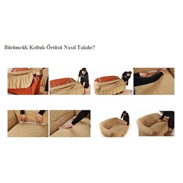 Altın Kelebek Bürümcük Koltuk Örtüsü Std Tk (3+2+1+1)-Krem - 3