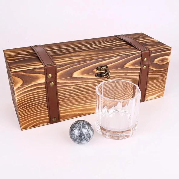 Churchill Viski Bardağı ve Bej Küre Mermer Viski Taşı Sandıklı - 4