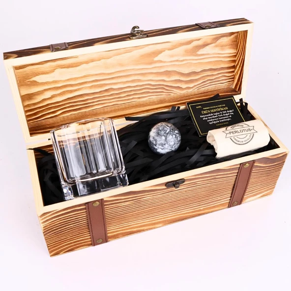 Churchill Viski Bardağı ve Bej Küre Mermer Viski Taşı Sandıklı - 2