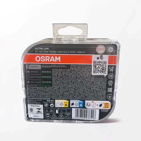 OSRAM Ultra Life h7 Ampul Pleksi Özel Ambalaj 2 Adet - Resim 2