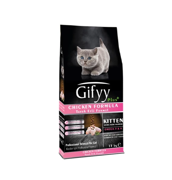 Gifyy Tavuklu Yavru Kedi Maması 15 Kg
