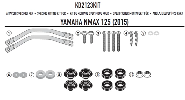 Kappa D2123KITK YAMAHA N-MAX 125-155 (15-19) Rüzgar Siperlik Baglantisi