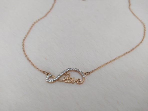 Love Yazılı Swaroski Taşlı Tasarım Kadın Kolye - 2