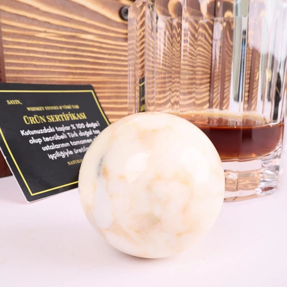 2 Adet Churchill Viski Bardağı ve 2'li Küre Mermer Granit Viski Taşı Sandıklı - 6