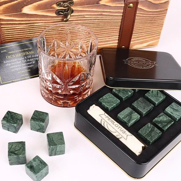 Paris Viski Bardağı 9 Adet Viski Taşı 8 Oz Cep Matarası Sandıklı Set - 3