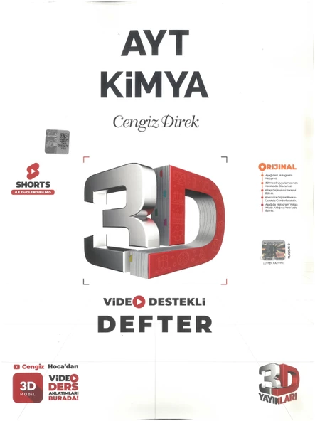 3D Yayınları AYT Kimya Video Destekli Defter