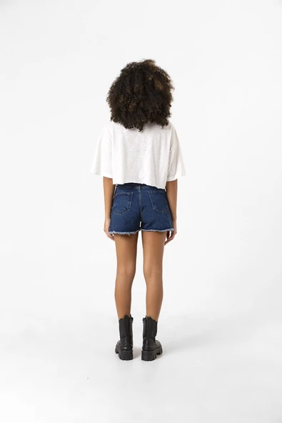 Outer Banks P4L Beyaz Kırçıllı Kadın Crop Tshirt - Resim 5