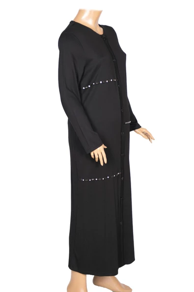 New Shine Kadın Kutlu Büyük Beden Çelikli Yan Cepli Siyah Kap Ceket - 3