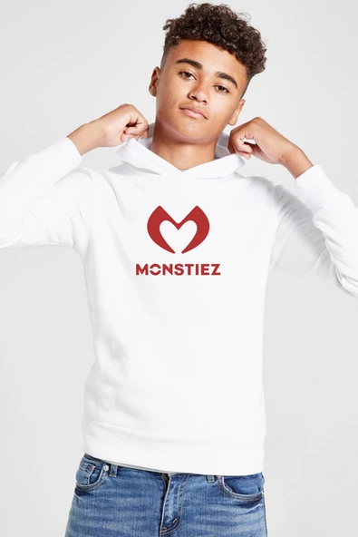 Babymonster Monstiez Beyaz Çocuk 3ip Kapşonlu  Sweatshirt