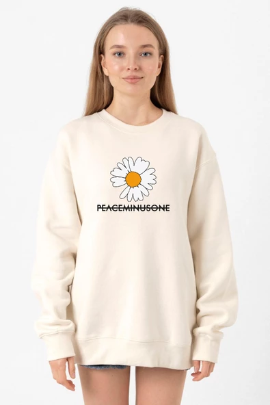 G-Dragon Peaceminusone Ekru Kadın 2ip Sweatshirt - Resim 2