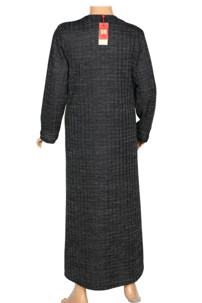 Hesna Kadın Nurel Büyük Beden Kışlık Kare Çıtçıtlı Siyah Pardesü - Resim 4