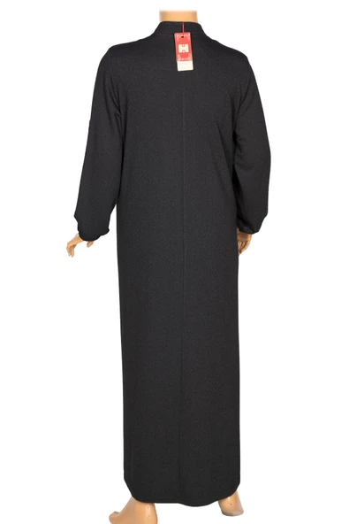 Hesna Kadın Pekay Petek Dokulu Derili Aksesuarlı Siyah Pardesü - 3