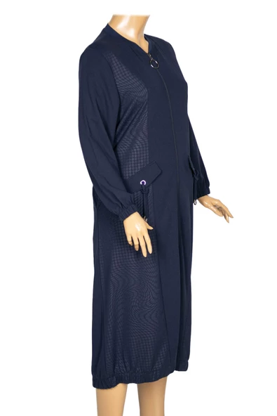 Elele Kadın Azel Büyük Beden Krep Yan Cepli Spor Lacivert Kap Ceket - 3