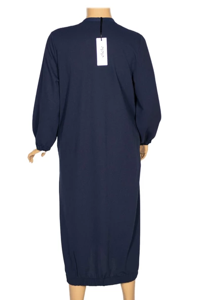 Elele Kadın Azel Büyük Beden Krep Yan Cepli Spor Lacivert Kap Ceket - 4