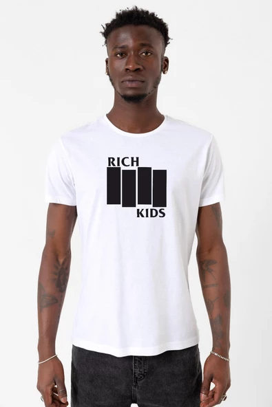 G-Dragon Rich Kids Beyaz Erkek Bisikletyaka Tshirt