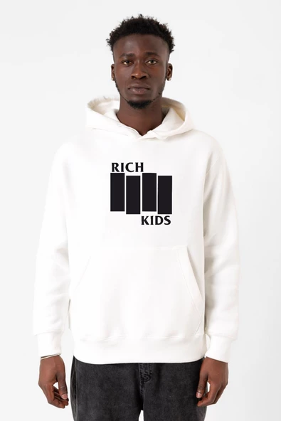G-Dragon Rich Kids Beyaz Erkek 3ip Kapşonlu Sweatshirt