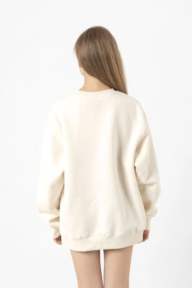 Tulsa King Lettern Ekru Kadın 2ip Sweatshirt