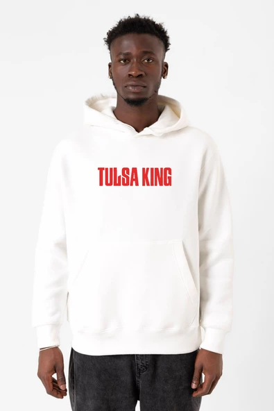 Tulsa King Lettern Beyaz Erkek 3ip Kapşonlu Sweatshirt