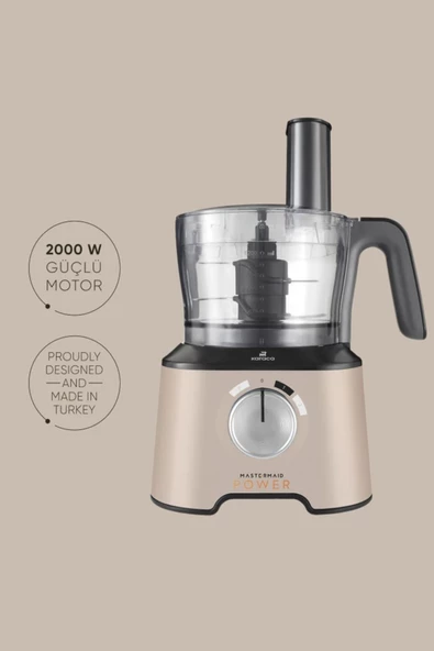 Karaca Mastermaid Power Essential Iconic Beige Mutfak Robotu, Blender Seti 2000 W - 2