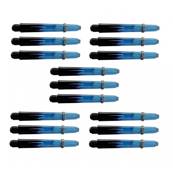 15 Adet (5 Takım) 48mm 2BA DARTSAN Dart şaft Şeffaf İki Renk. Mavi-Siyah.