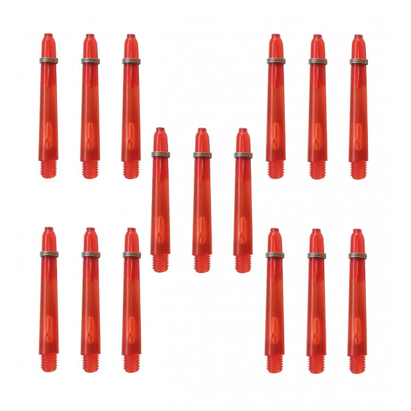 15 Adet (5 Takım)  41 mm. Midi-Orta. Şeffaf Kırmızı  Dart Şaft-Shaft, DARTSAN