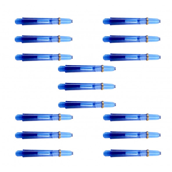 15 Adet (5 Takım)  48 mm. Medium-Orta. Şeffaf Mavi. Dart Şaft-Shaft, DARTSAN
