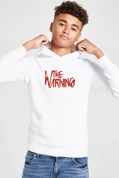 The Warning Logo Beyaz Çocuk 3ip Kapşonlu  Sweatshirt