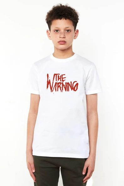 The Warning Logo Beyaz Çocuk Bisikletyaka Tshirt