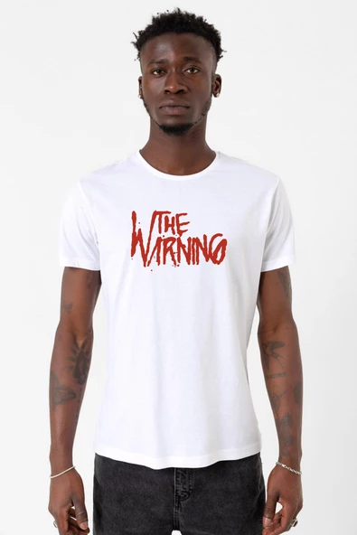 The Warning Logo Beyaz Erkek Bisikletyaka Tshirt