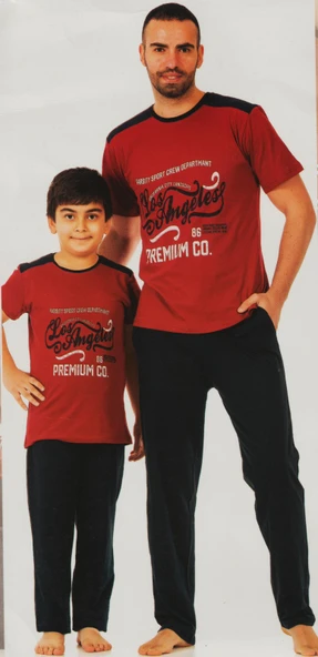 Erkek Çocuk Kısa Kol , Uzun Pantolonlu Penye Pijama Takım M00679