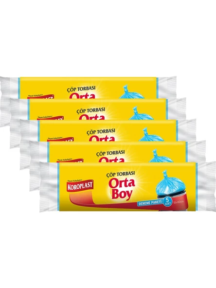 Koroplast Çöp Poşeti Orta Boy Mavi 5 Li 55 x 60 Cm x 5 Paket