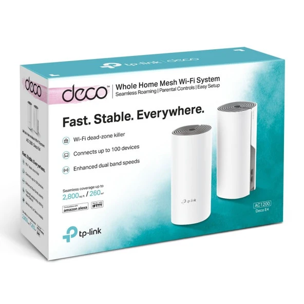 TP-LINK DECO E4(3-pack) 1200Mbps EV WIFI SİSTEMİ 3'LÜ PAKET