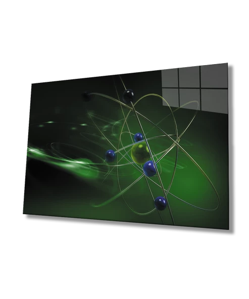 Yeşil Bilim Konulu Dekoratif ve Modern Cam Tablo   Green Science Theme ürün görseli