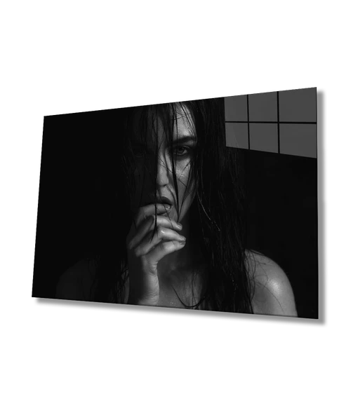 Siyah Beyaz İnsan Fotoğrafları Dekoratif ve Modern Cam Tablo ürün görseli 1