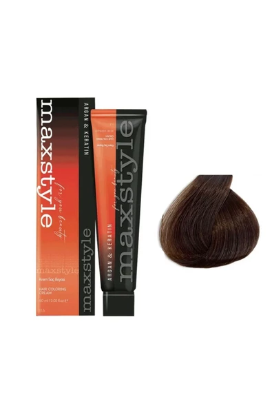 Maxstyle Argan Keratin Saç Boyası 7.85 Fındık Kabuğu 60 ml