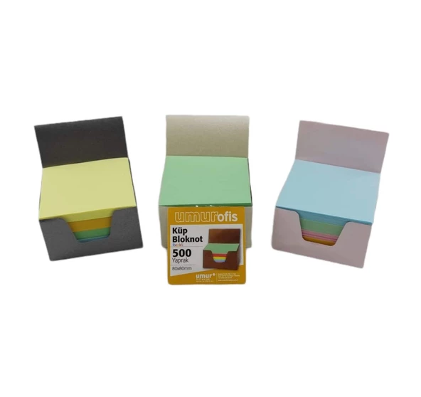 Umur 3 Adet Renkli Küp Blok 8 X 8 cm (500 x 3 Lü  Avantajlı Paket)