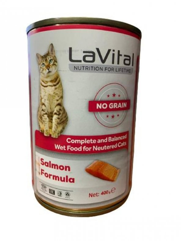 Lavital Püre Somon Etli Kısırlaştırılmış Kedi Konservesi 400 Gr