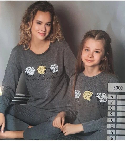 Kız Çocuk Penye Pijama Takım M00680 - Resim 3
