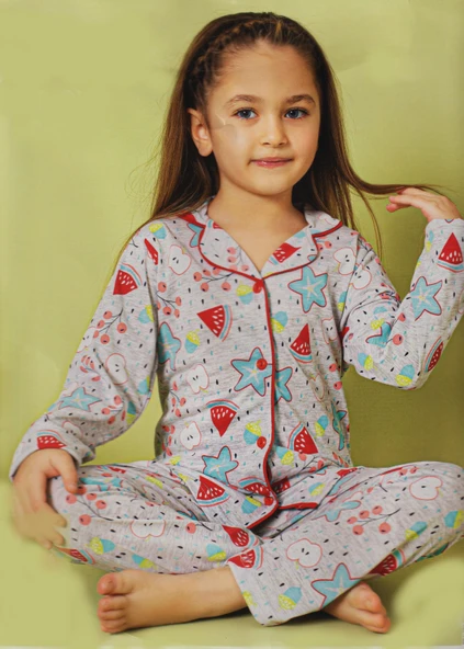 Kız Çocuk Penye Pijama Takım M00680 - Resim 8