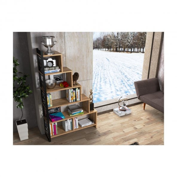 Woodn Love Silva Metal Merdiven Kitaplık - Atlantik Çam / Siyah - 10