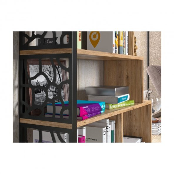 Woodn Love Silva Metal Merdiven Kitaplık - Atlantik Çam / Siyah - 11
