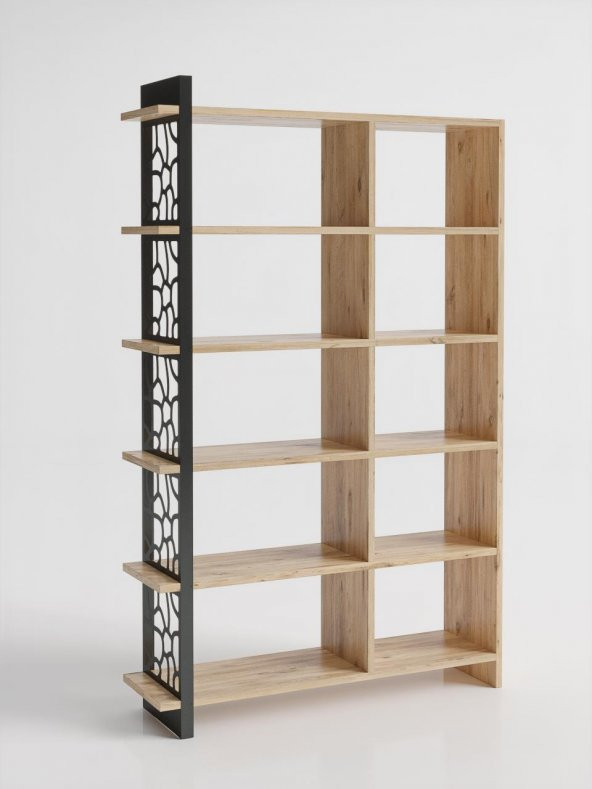 Woodn Love Dante Geniş Metal Kitaplık - Atlantik Çam / Siyah - 8