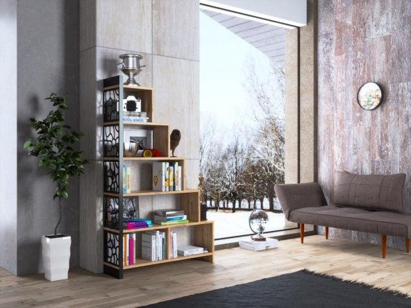 Woodn Love Silva Metal Merdiven Kitaplık - Atlantik Çam / Siyah - 3