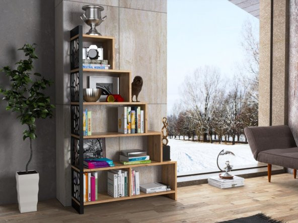 Woodn Love Silva Metal Merdiven Kitaplık - Atlantik Çam / Siyah - 4
