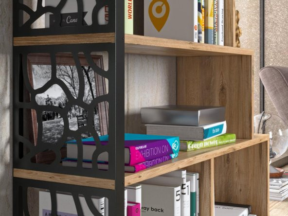 Woodn Love Silva Metal Merdiven Kitaplık - Atlantik Çam / Siyah - 7